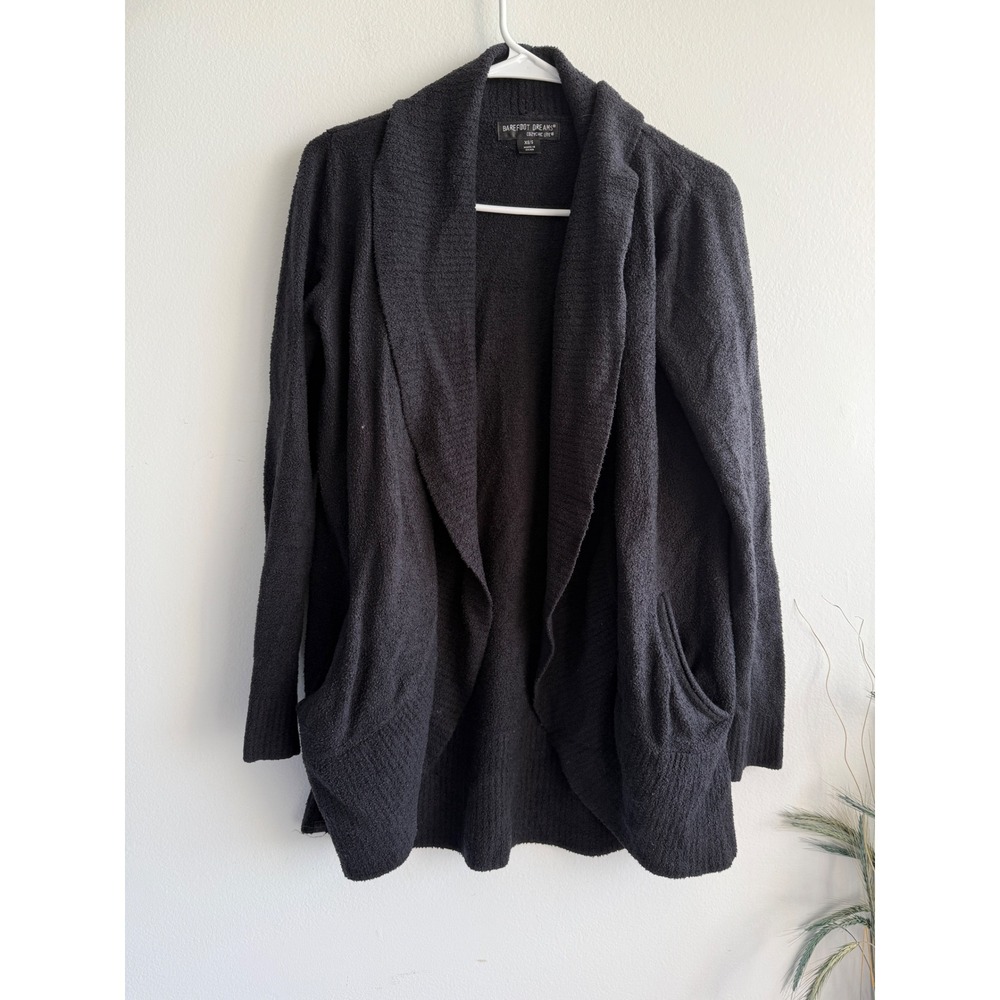 Barefoot Dreams CozyChic Lite Bamboo Shoal‎ Cardigan Black 452 Womens XS/S